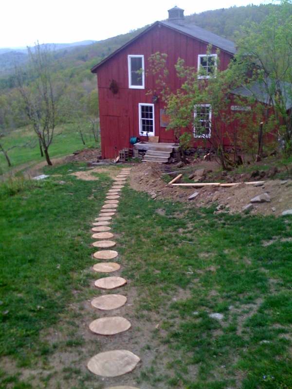 We made this stone path to the animal barn...